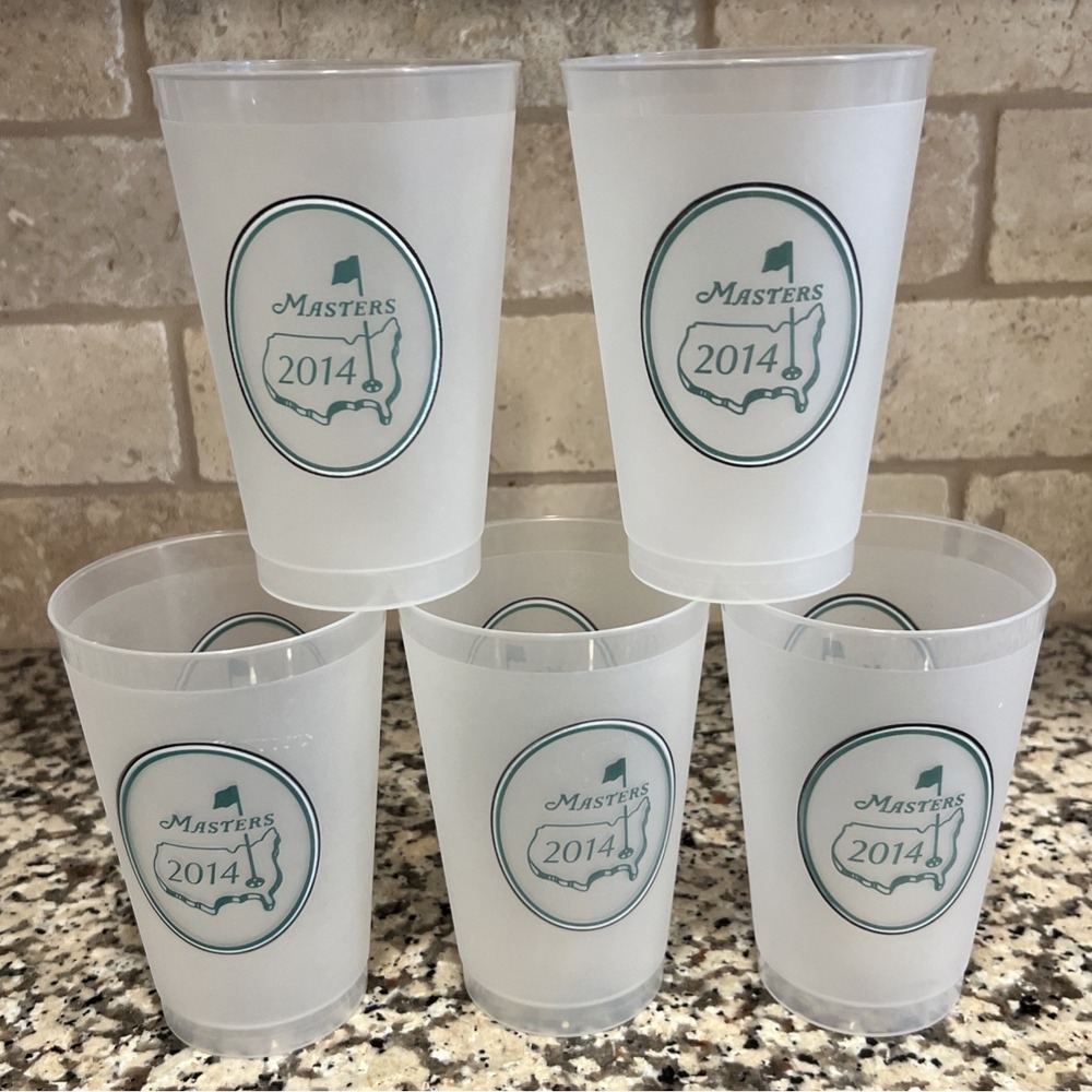 5 Cups 2014 Official Masters Golf Frosted Plastic Cup Augusta 16oz Bubba Watson